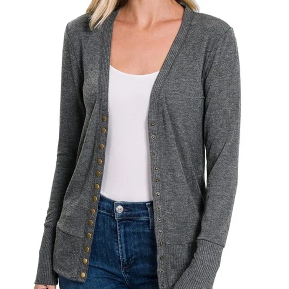 Cozy Button up Minimalist Cardigan - Picture 7 of 11